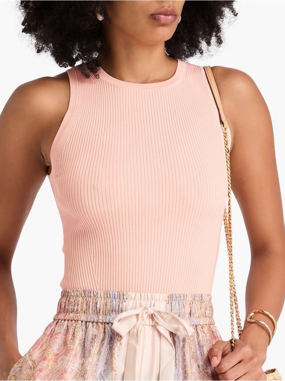 Zimmermann Pink Ribbed Jersey Tank Top